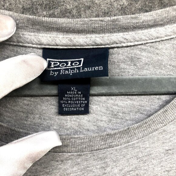 Polo Ralph Lauren Short Sleeve T Shirt Mens XL Gray Crewneck Navy Blue Pony Logo - Picture 5 of 7